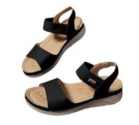 LOIJMK Fibbia laterale casual con fondo piatto, scarpe romane, sandali estivi da donna, sandali alla moda, scarpe da ginnastica da donna, Nero , 40 EU