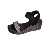 LOIJMK Fibbia laterale casual con fondo piatto, scarpe romane, sandali estivi da donna, sandali da donna alla moda, impermeabili 37, Nero , 43 EU