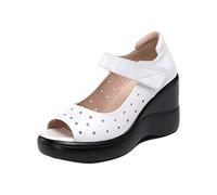 LOIJMK Fibbia laterale casual con fondo piatto, scarpe romane, sandali estivi da donna, sandali da donna alla moda, sandali da donna, bianco, 38 EU