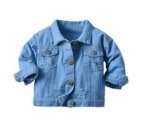 LOIJMK Giacca di jeans per bambini, con bottoni, per il tempo libero, per bambini, 152, Blu, 18-24 Monate