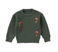 LOIJMK Girls Christmas Round Neck Embroidered Green Pullover Caldo Cozy Sweater Bambini Ragazzi Maglione, verde, 2-3 Jahre