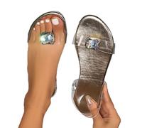LOIJMK Grandi dimensioni Rotondo Trasparente Una Parola Sandali Donna Estate Sandali Sexy, gold, 37 EU