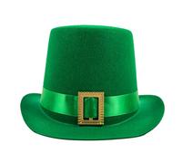 LOIJMK Irish St Pa Show Non Tessuto Ribbon Solid Color Cowboy Top Hat Romance Film Gratis, verde, Taglia unica