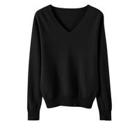 LOIJMK Lightweight Sweaters for Girls Cute V Neck Soft Knit Maglione Teens Casual Loose Spring Long Sleeve Tops 5 15 anni Cardigan per neonati e ragazze, Nero , 10-11 Jahre