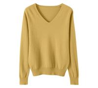 LOIJMK Lightweight Sweaters for Girls Cute V Neck Soft Knit Maglione Teens Casual Loose Spring Long Sleeve Tops 5 15 anni Cardigan per neonati e ragazze, giallo., 14-15 Jahre