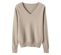 LOIJMK Lightweight Sweaters for Girls Cute V Neck Soft Knit Maglione Teens Casual Loose Spring Long Sleeve Tops 5 15 anni Cardigan per neonati e ragazze, cachi, 12-13 Jahre