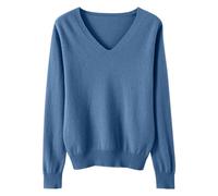 LOIJMK Lightweight Sweaters for Girls Cute V Neck Soft Knit Maglione Teens Casual Loose Spring Long Sleeve Tops 5 15 anni Cardigan per neonati e ragazze, Blu, 6-7 Jahre