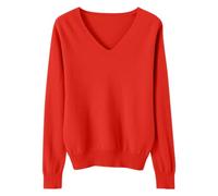 LOIJMK Lightweight Sweaters for Girls Cute V Neck Soft Knit Maglione Teens Casual Loose Spring Long Sleeve Tops 5 15 anni Cardigan per neonati e ragazze, Colore: rosso, 12-13 Jahre