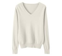 LOIJMK Lightweight Sweaters for Girls Cute V Neck Soft Knit Maglione Teens Casual Loose Spring Long Sleeve Tops 5 15 anni Cardigan per neonati e ragazze, beige., 14-15 Jahre
