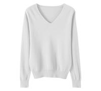 LOIJMK Lightweight Sweaters for Girls Cute V Neck Soft Knit Maglione Teens Casual Loose Spring Long Sleeve Tops 5 15 anni Cardigan per neonati e ragazze, bianco, 8-9 Jahre