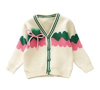 LOIJMK Maglione invernale da bambina, con stampa amorosa, a maniche lunghe, caldo, lavorato a maglia, Xmas Top, giacca in pile per bambini 86, bianco, 1-2 Jahre