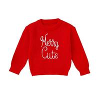 LOIJMK Maglione invernale da donna con scollo rotondo, a maniche lunghe, con scritta "Merry Cute Letter Embroidery Sweater, Colore: rosso, 2-3 Jahre
