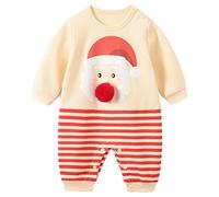 LOIJMK Newborn Infant Baby Girl Boy Christmas Outfits Deer Baby Romper Long Sleeve Striped Jumpsuit Xmas Clothes - Pigiama per bambini, i, 9-12 Monate