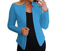 LOIJMK Oversize Blazer, giacca da donna nera, giacca senza bottoni, giacca a maniche lunghe, giacca aperta sul davanti, per lavoro, ufficio, blazer S-5XL, blu 2, XXL