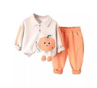 LOIJMK Primavera e Set Bambino Estero Primavera e Manica Lunga Camicia Due Pezzi Set Baby Boy Abbigliamento Set, Colore: arancione., 18-24 Monate
