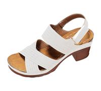 LOIJMK Sandali con zeppa da donna 2025 Moda estiva Sandalo Open Toe Heel Beach Casual Cutout Retro Scarpe romane Scarpe da donna Sneakers Giallo, bianco, 36 EU