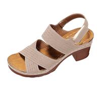 LOIJMK Sandali con zeppa da donna 2025 Moda estiva Sandalo Open Toe Heel Beach Casual Cutout Retro Scarpe romane Scarpe da donna Sneakers Giallo, cachi, 40 EU