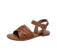 LOIJMK Sandali da donna Casual Strap Comodo Piatto Fondo Alla Moda Tutti Roman Beach Casual Sandali Scarpe Donna Roma, marrone, 41 EU