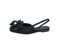 LOIJMK Sandali da donna con punta chiusa, retro cavo, punta appuntita, motivo floreale, alla moda, elastici, da infilare, fondo piatto, comodi sandali da donna con, Nero , 38 EU
