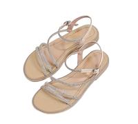 LOIJMK Sandali da donna stile fata, scarpe da spiaggia, abbigliamento esterno, alla moda, tutte le suole morbide, per il tempo libero, scarpe da donna, colore nero elegante, beige., 37 EU