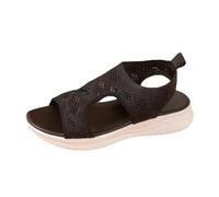 LOIJMK Sandali da spiaggia da donna con suola spessa, muso di pesce, tessuto mosche, traspiranti, sopra le dita delle dita, scarpe zeppa da donna rosso, Nero , 39 EU