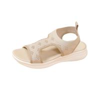 LOIJMK Sandali da spiaggia da donna con suola spessa, muso di pesce, tessuto mosche, traspiranti, sopra le dita delle dita, scarpe zeppa da donna rosso, beige., 41 EU
