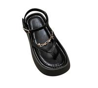 LOIJMK Sandali romani da donna, retrò, alla moda, casual, spiaggia, suola spessa, solette da donna, Nero , 37 EU