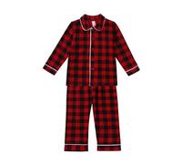 LOIJMK Set pigiama a maniche lunghe a quadretti rosso nero per e ragazze in inverno e in inverno, Colore: rosso, 12-18 Monate