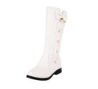 LOIJMK Stivali da donna in pelle, eleganti con fiocchi, da equitazione, da cowboy, in ecopelle, per autunno e inverno, taglia 37-42, bianco, 41 EU
