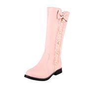 LOIJMK Stivali da donna in pelle, eleganti con fiocchi, da equitazione, da cowboy, in ecopelle, per autunno e inverno, taglia 37-42, Colore: rosa., 39 EU