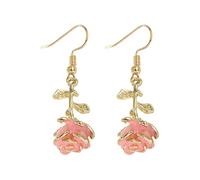 LOIJMK Three Orecchini a forma di rosa, stile retrò, in lega di olio, a forma di fiore, Taglia unica, Rame, Nessuna pietra preziosa