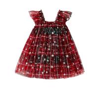 LOIJMK Toddler Christmas Tutu Dress Baby Girl Sleeveless Layered Tulle Dress Little Girl Dresses Christmas Outfit Girl Short Vita Alta Piegato Pattinaggio Tennis Scuola, a, 5-6 Jahre