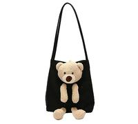 LOIJMK Una spalla tela studente donna colore carino borsa alta capacità casual viaggio Kawaii regalo minimalista borse a tracolla donna grande due, Nero , taglia unica