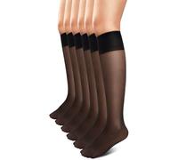 Loiluliy 6 Paia Calzettoni al Ginocchio da Donna 15 DEN Calze di Nylon da Donna Ultra Trasparenti Calze di Nylon Resistente allo Strappo Senza Compressione Calze di Nylon Setose Lucide Calze Sottili