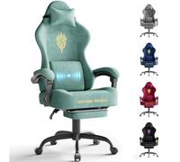 Lointain Sedia Gaming in Velluto con Massaggio e Poggiapiedi, Verde | Poltrona Gamer Ergonomica, Seduta Ampia 50 cm a Molle, Schienale 90-135°, Braccioli Sincronizzati e Ruote PU