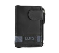 Lois Portafoglio in Vera Pelle Uomo - Slim con Scomparto per Carte e Portamonete - Piccolo RFID, Nero