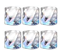 LOITTAINUE Set di bicchieri 6 pezzi da 200 ml - Bicchieri da whiskey in cristallo irregolari - Bicchieri da bere, bicchieri per caffè freddo, bicchieri da cocktail, bicchieri da long drink, bicchieri