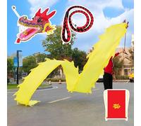 LoiYtrd Bandiera della Danza del Drago for Esterni in Tinta Unita, Mosche Come Seta, Bandiera della Danza del Drago for Gioco, Sport e Fitness(Yellow,10 m (33 ft))