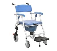LoJax Sedia da Doccia con Ruote per Le Sedia da Cambio Anziani E Comodino con Braccia E Sedili Morbidi Pieghevoli Blu Sedie a Rotelle per Anziani Donne in Gravidanza Disabili