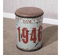 LoJax Sgabello Vintage per Fusti di Olio Sgabello da Bar in Stile Industriale Sgabello da Bar in Ferro Sgabello in Metallo per Uso Domestico Sgabello Decorativo Nostalgico in Latta