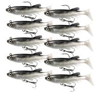 Lojtoyt Soft Shad Minnow esche da pesca pre-attrezzate con testa di pesciolino, 10 pezzi, compatibili con spigola, trota