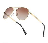 LOJUDI Occhiali da Sole da Uomo Donna - Polarizzati Aviatore Vogue Vintage Specchio Cerniera a Molla con Telaio in Metallo Protezione UV400-Oro/Marrone