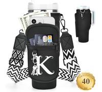 LOKASS Porta bottiglia d'acqua personalizzato con cinghia per accessori Stanley Cup da 1,18 l, borsa porta bottiglia d'acqua iniziale/tasca per telefono, festa della mamma/regalo di compleanno per