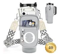 LOKASS Portabottiglie personalizzato con cinghia per accessori Stanley Cup da 1,18 l, iniziale per Stanley Cup Holder Borsa con tasca per telefono, accessori per bicchieri da trasporto quotidiani