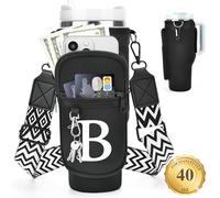 LOKASS Portabottiglie personalizzato con cinghia per accessori Stanley Cup da 1,18 l, iniziale per Stanley Cup Holder Borsa con tasca per telefono, accessori per bicchieri per uso quotidiano a mani
