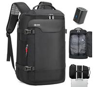 LOKASS Zaino sottovuoto, zaino da viaggio, zaino da viaggio, 60 l, espandibile con pompa a vuoto, zaino da viaggio da 17,3 pollici, impermeabile, ideale per viaggi in volo e affari, colore: nero