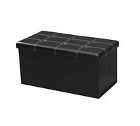 LOKATSE HOME Panca ottomana pieghevole da 76,2 x 38,1 x 38,1 cm, con poggiapiedi e poggiapiedi, cassettiera per giocattoli, 76,2 x 38,1 x 38,1 cm, nero (similpelle)