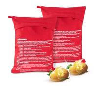 LOKAXXZU Borsa di Patate a microonde, 2 Pacco di Borsa per pentole a microonde Riutilizzabile Sacca di Patate al Forno, Rosso