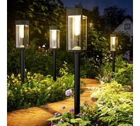 LOKAXXZU Luci del Percorso Solare all'aperto, luci solari Luminose da 4 Pacchetti Esterno, ip65 luci da Giardino Solare Impermeabile Illuminazione paesaggistica ad energia Solare per Il Percorso del