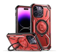 LOKAXXZU Per iPhone 14 13 12 11 Pro Max Case Metal Kickstand Magnetica Custodia con protezione per il paraurti grave, rosso, Red, per iPhone 11 Promax